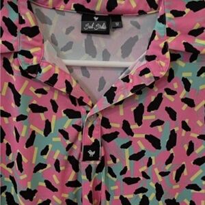 Bad Birdie Pink and Black Patterned Polo